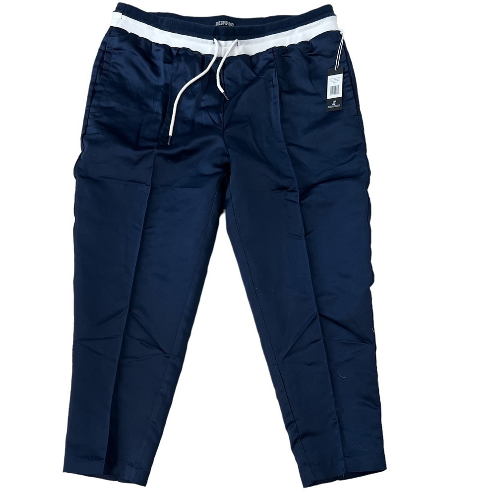 𝅺ELWOOD Sateen Navy Cropped Drawstring Pants